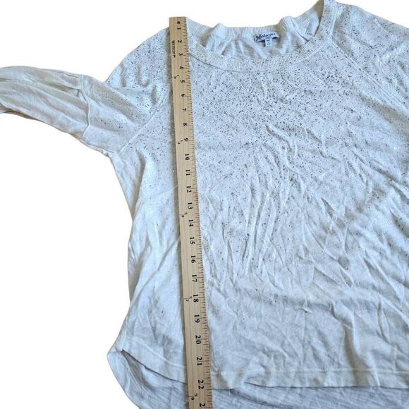 Splendid womens Sz S ivory silver long sleeve top - Picture 5 of 7